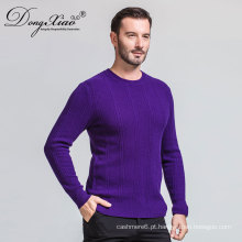 Heavyweight Mens Royal purpel Handmade Knit lã Camisola Com Bottom Price